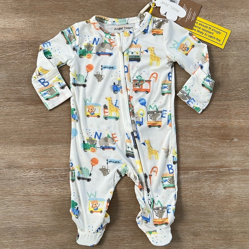 Angel Dear Baby Bamboo Footie Sleeper Animal Train Newborn
